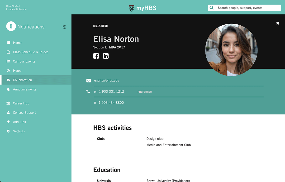 Project Screenshot: myHBS Student App